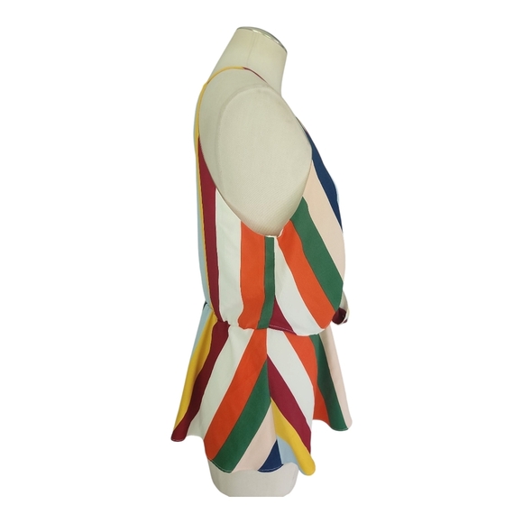 Willow + Root Rainbow Stripe Tie Front Halter Top Size Large 100% Poly - Picture 2 of 8